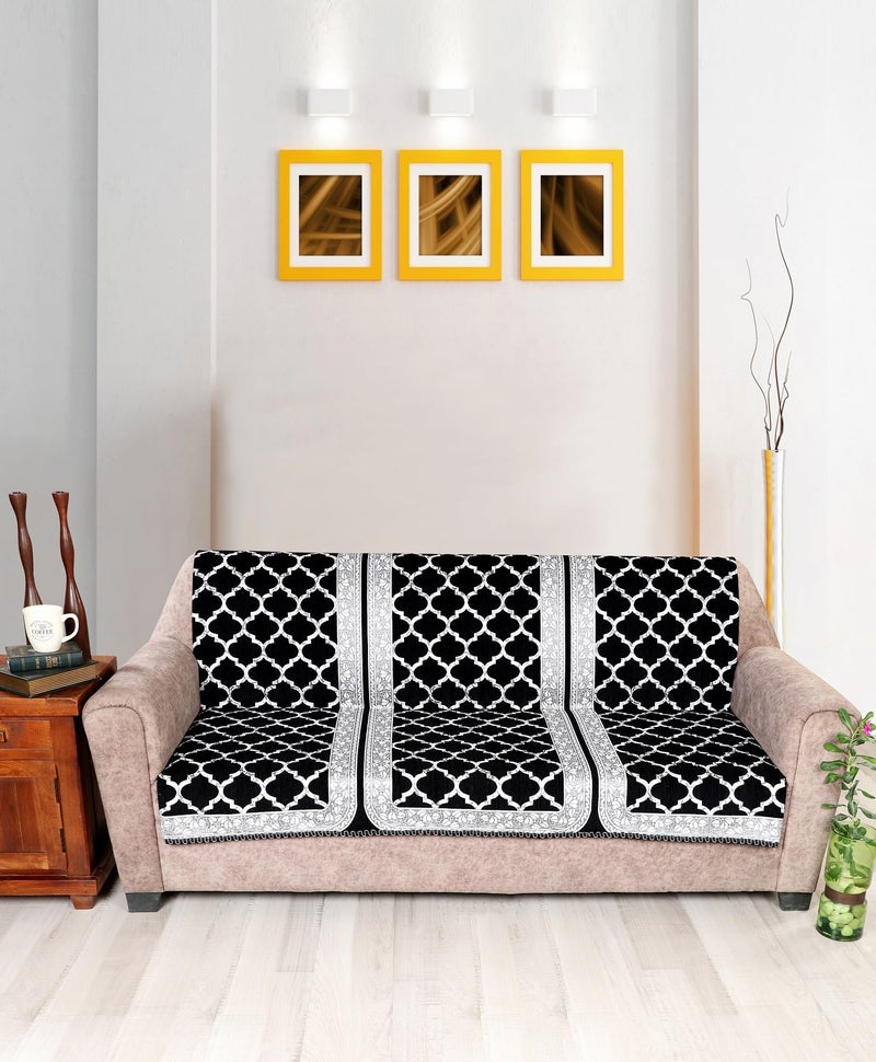 Nendle Modern Velvet Sofa Covers 3 Seater and 2 Seater Combined Sofa Seat and Back Cover|Anti-Slip Sofa Covers for Living Room (Black, Pack of 3) - Image 3