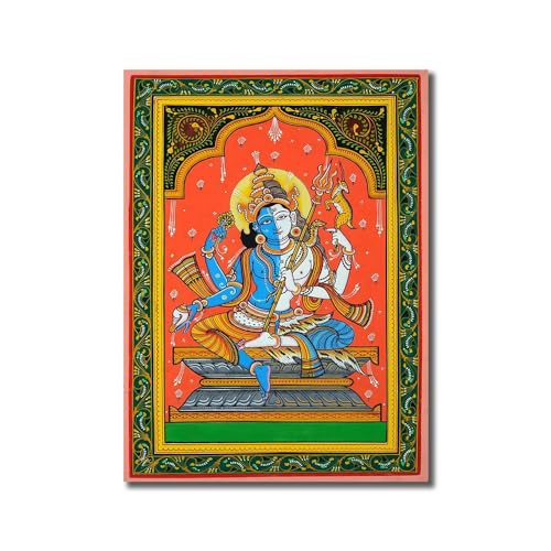 Sikhash Pattachitra Art Canvas Paintings, Harihar, Lord Shiva, Vishnu ji, Religious Art, Hindu Gods, Painting for Wall Décoration, Unframed Painting for Living room, Pooja Ghar, Size-12X9 inches. a30 - Image 1