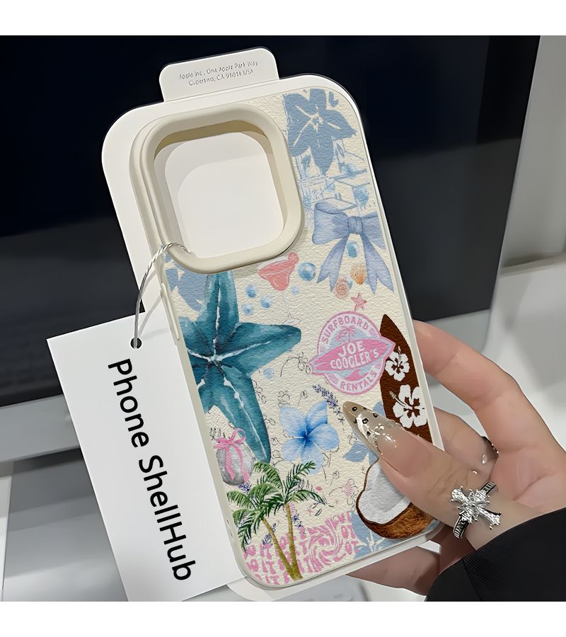 Beige Lychee Pattern UV Printed Design Anti Drop Matte Back Cover Smartphone Protective Case for iPhone 7 8 - Image 2