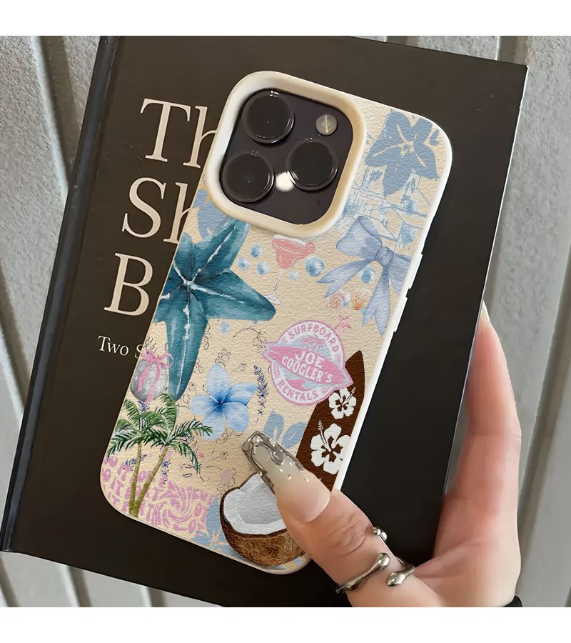 Beige Lychee Pattern UV Printed Design Anti Drop Matte Back Cover Smartphone Protective Case for iPhone 7 8 - Image 1