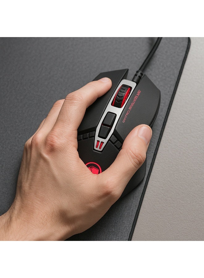 MARVO Gaming Mouse - M112s 4000 DPL - Professional Design - 7 Programmable Buttons - 7-Color RGB Lighting - Optical Sensor - Anti-Interference Braided Cable - Black - Image 3