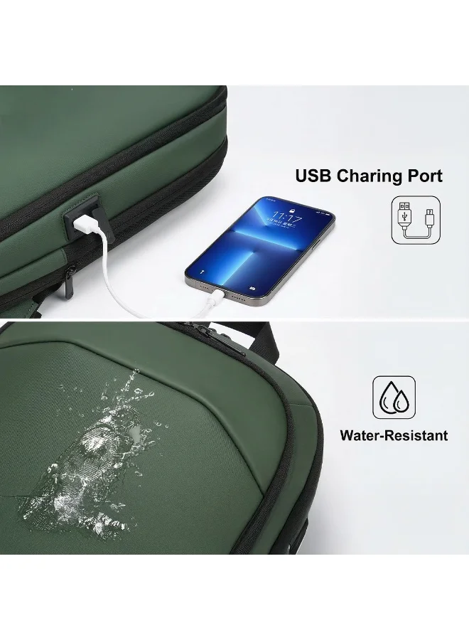 Mobcos Mobcos Back Pack Green 8787TG Mobcos Back Pack Green 8787TG Waterproof Anti-Theft Laptop Backpack with USB Charging Port Apex Business Travel Backpack for Men & Women Durable Oxford Material Fits 17.3 Inch Laptop Slim Work & College Bag  | Best Price UAE