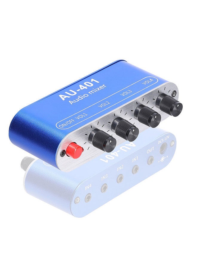 Generic - 3.5mm Audio Mixer Stereo Audio Mixer 4 Input to 1 Output Individually Controls Sound Mixing Tool Headphones Amplifier - Image 1