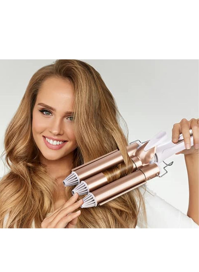 ELTRAZONE 3-Barrel Portable Hair Curler Gold/White - Image 1