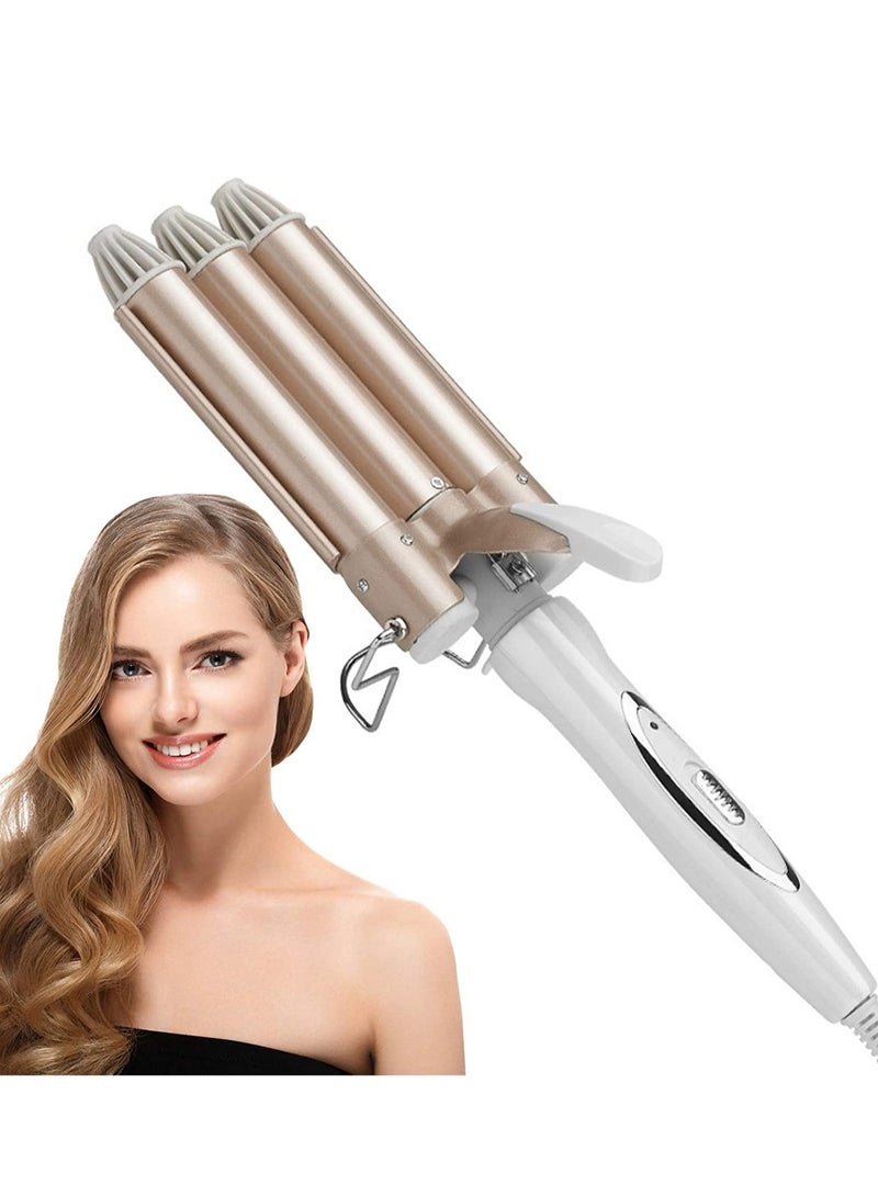 ELTRAZONE 3-Barrel Portable Hair Curler Gold/White - Image 2