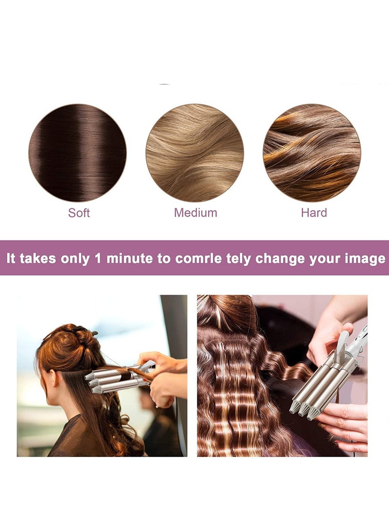 ELTRAZONE 3-Barrel Portable Hair Curler Gold/White - Image 4