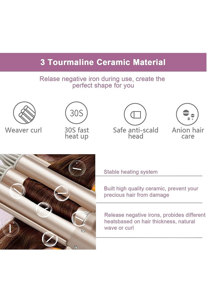 ELTRAZONE 3-Barrel Portable Hair Curler Gold/White - Image 3