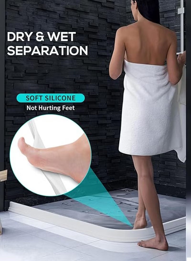 Self-Adhesive Water Blocking Silicone Strips for Bathroom, Kitchen, Laundry, and Toilet - Soft, Flexible, and Collapsible Silicone Dam for Dry-Wet Separation, Easy to Clean, DIY Cuttable, Anti-Leak Threshold - Image 3