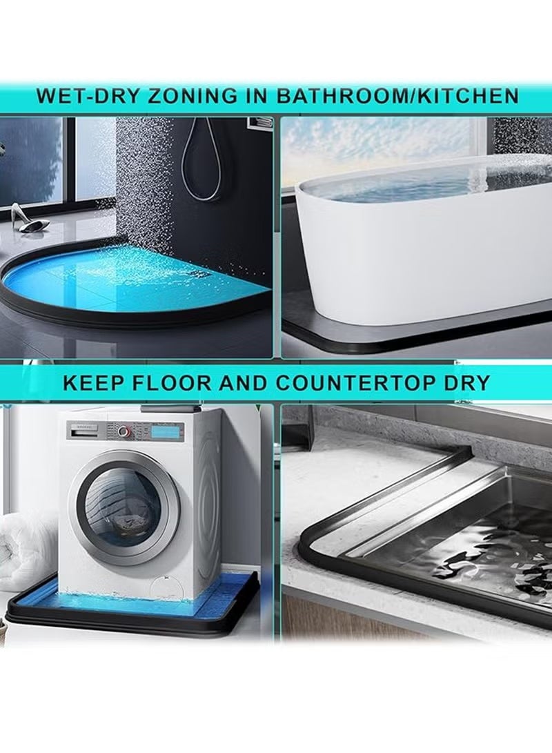 Self-Adhesive Water Blocking Silicone Strips for Bathroom, Kitchen, Laundry, and Toilet - Soft, Flexible, and Collapsible Silicone Dam for Dry-Wet Separation, Easy to Clean, DIY Cuttable, Anti-Leak Threshold - Image 5