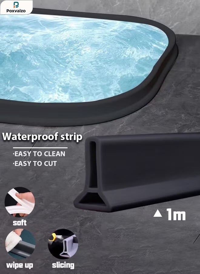 بوكسفالزور شرائط سيليكون ذاتية اللصق مانعة لتسرب المياه للحمام والمطبخ وغرفة الغسيل والمرحاض - سد سيليكون ناعم ومرن وقابل للطي للفصل الجاف عن الرطب، سهل التنظيف، قابل للقص بنفسك، مع عتبة مانعة للتسرب - Image 1