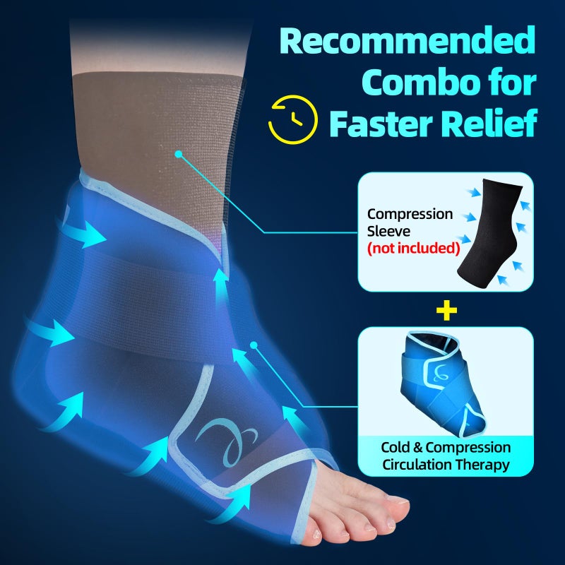 Comfytemp Ankle Ice Pack Wrap for Plantar Fasciitis Relief, Foot Support Brace for Sprain, Achilles Tendonitis, Heel Spur, Swelling, Hot Cold Compress, Running Essentials - 1 Pack - Image 5