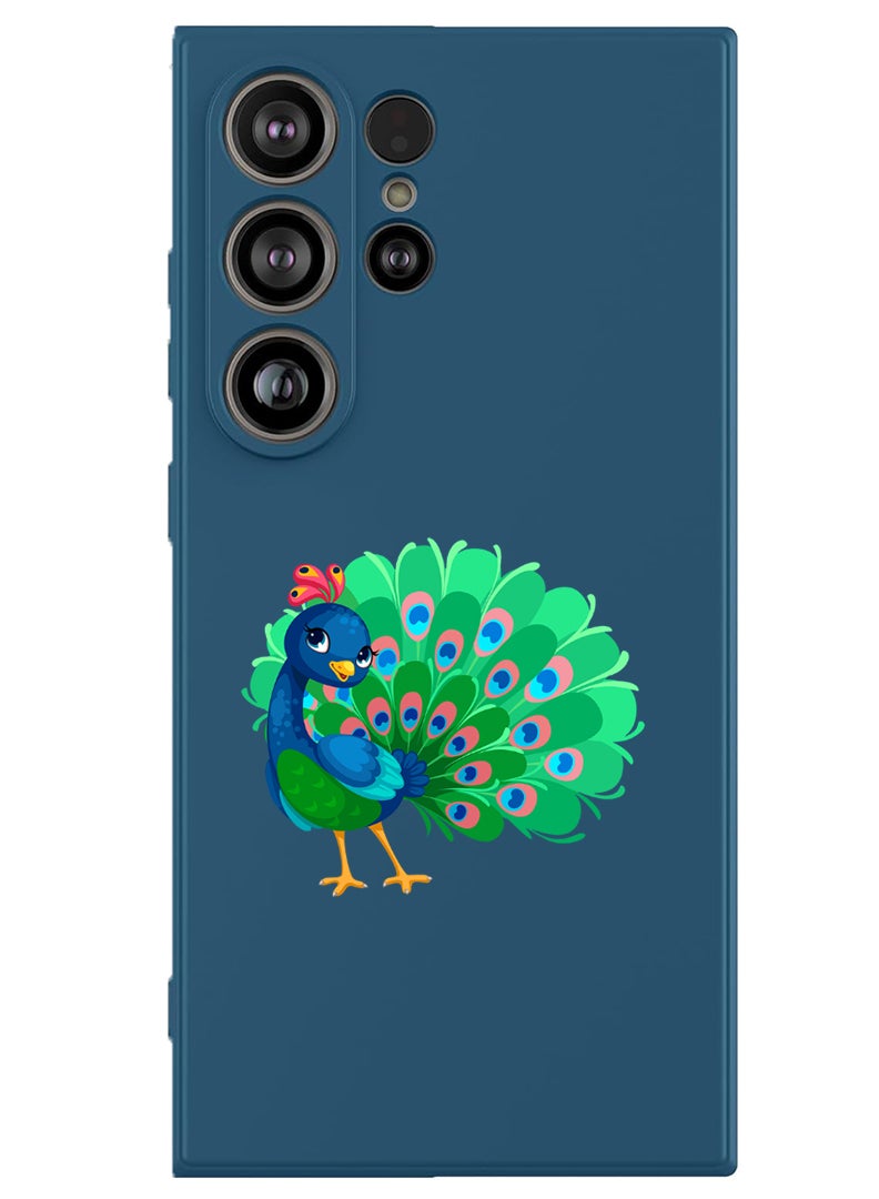 Theodor Protective Slim Fit Case Liquid Silicone Cover with Full Body Protection Anti-Scratch Shockproof Case For Samsung Galaxy S25 Ultra (Blue) - peacock - Image 1