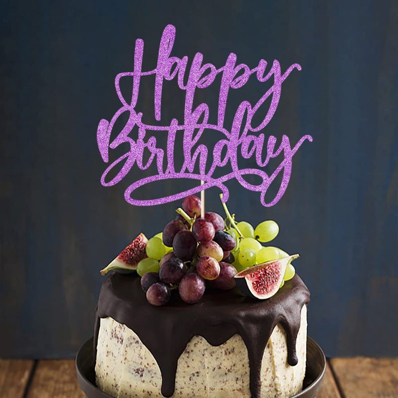 Kaoenla Purple Happy Birthday Cake Decoration-boys and girls  men and women Birthday/Anniversary cakes Selected decorative (Purple) - Image 5