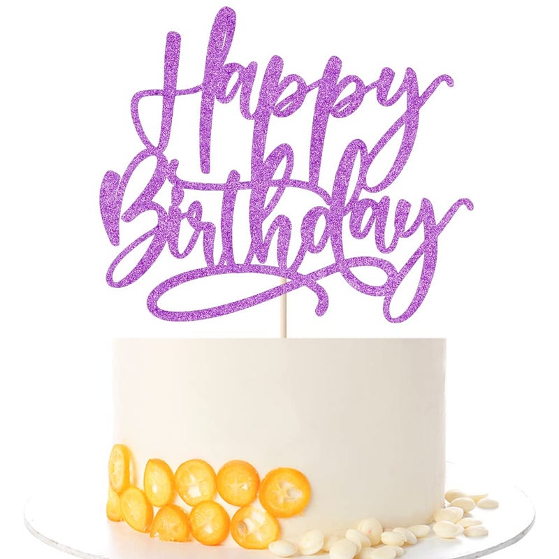 Kaoenla Purple Happy Birthday Cake Decoration-boys and girls  men and women Birthday/Anniversary cakes Selected decorative (Purple) - Image 1