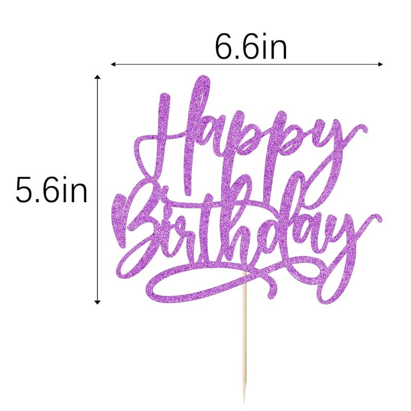 Kaoenla Purple Happy Birthday Cake Decoration-boys and girls  men and women Birthday/Anniversary cakes Selected decorative (Purple) - Image 2