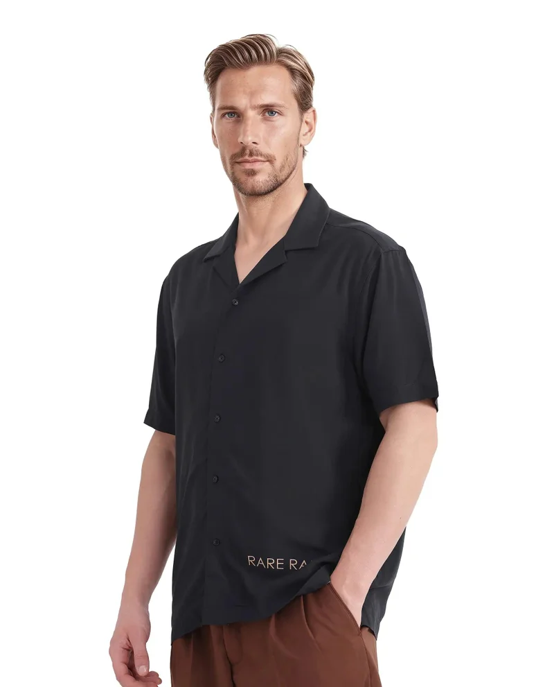 Rare Rabbit Men's Cuban Collar Boxy Fit Shirt