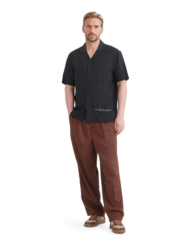 Rare Rabbit Men's Cuban Collar Boxy Fit Shirt