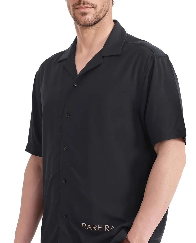 Rare Rabbit Men's Cuban Collar Boxy Fit Shirt