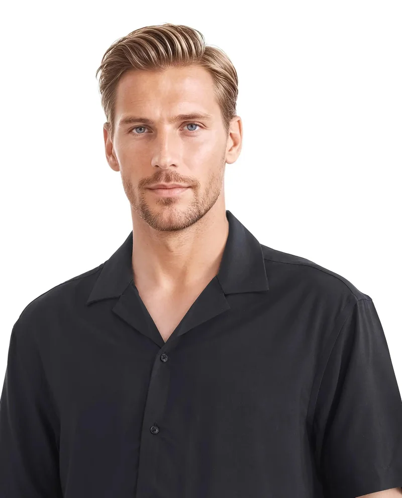 Rare Rabbit Men's Cuban Collar Boxy Fit Shirt
