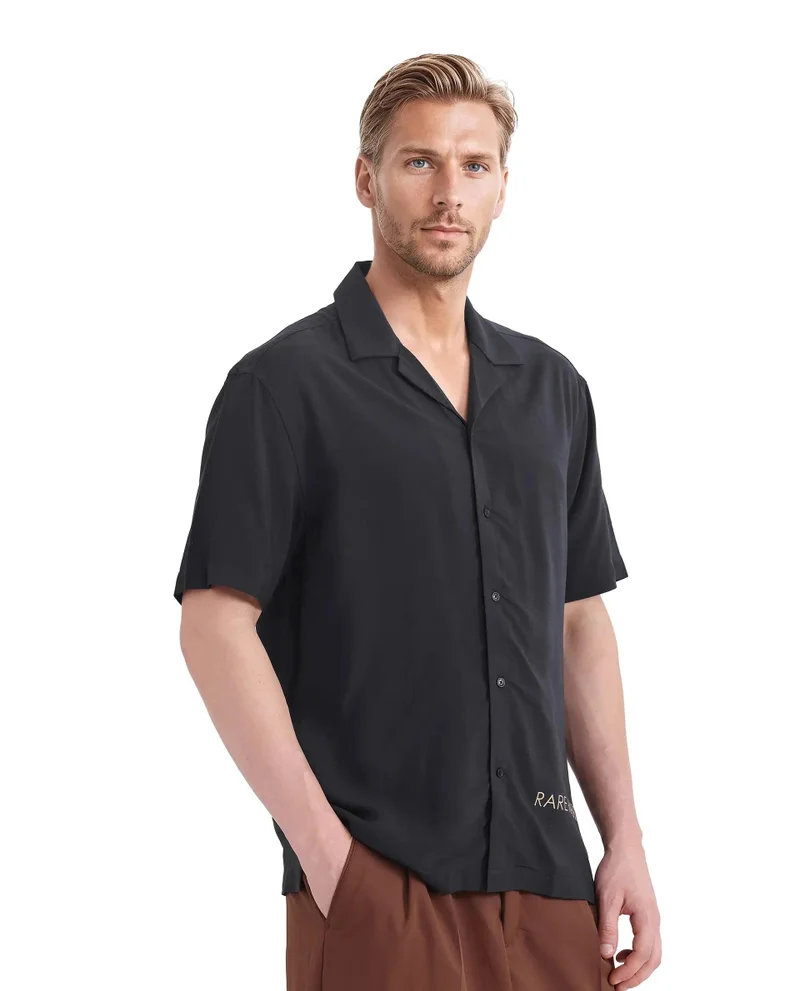 Rare Rabbit Men's Cuban Collar Boxy Fit Shirt