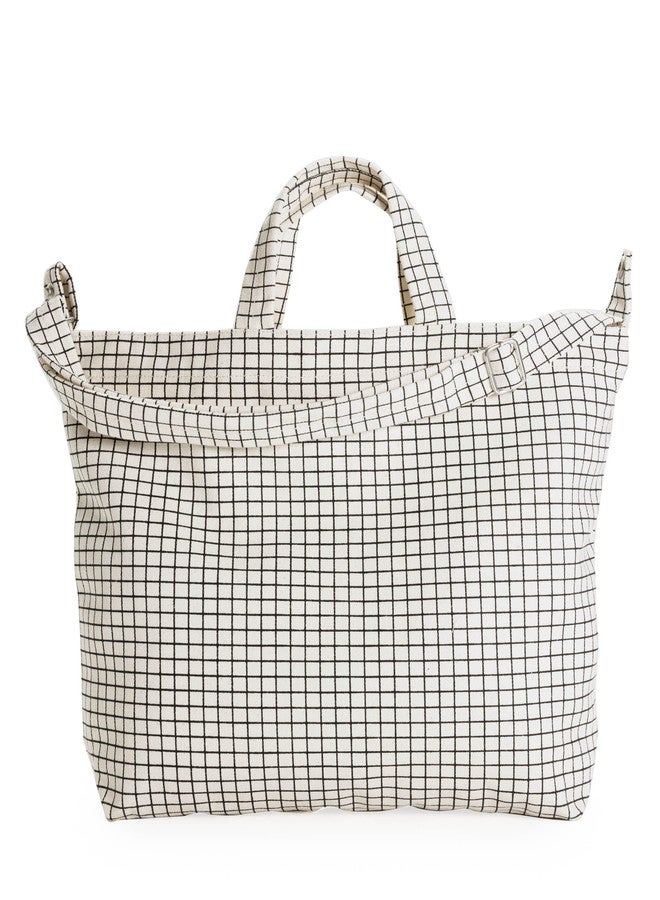 BAGGU Horizontal Zip Duck Bag, Natural Grid, One Size, Tote Bag - Image 1