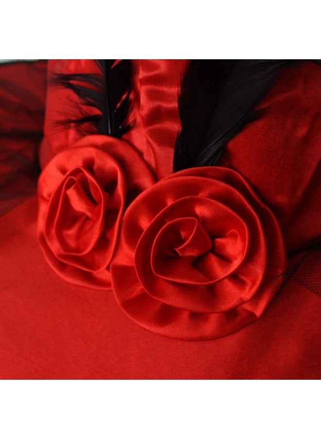 JUSTOTRY - Magic Master Red Witch Hat For Costume Party & Halloween Witch Hats For Women & Girls Witch Costume Women Witch Hats Attached With Roses & Feathers Ironable Witches Hats(Red) - Image 1