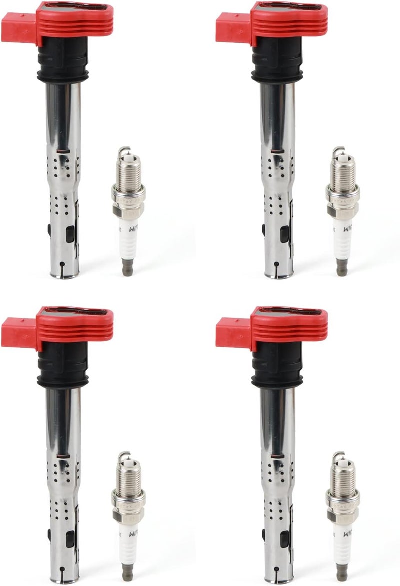 DEEGOOLY 4PCS UF529 Ignition Coils & Iridium Spark Plugs for Au-Di Q7 S6 Go-lf Je-tta CC Volk-swagen - Image 1