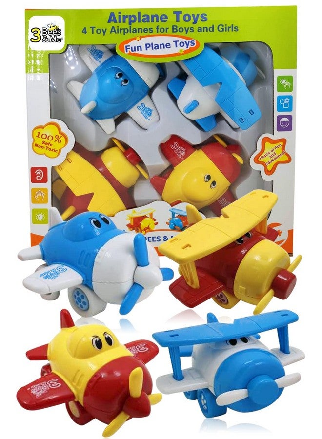 3 Bees & Me 3 Bees & Me Airplane Toys - Set of 4 Toy Airplanes for Boys and Girls - Fun Toys for Toddlers & Kids - Colors May Vary - Image 1