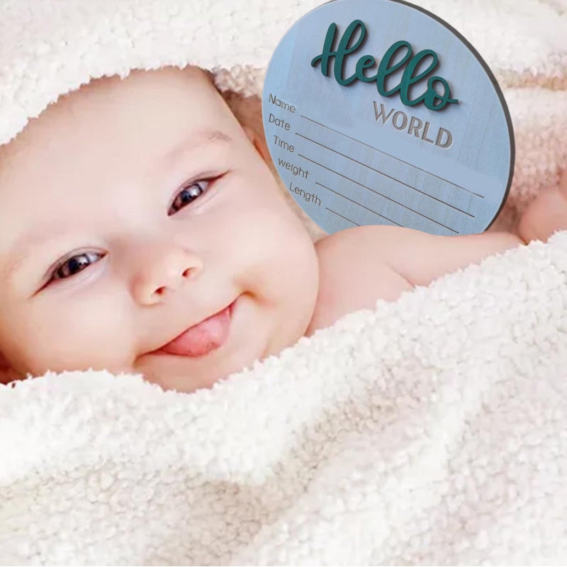 Avocado Green Wooden Newborn Name Sign Birth Announcement Board Photography Prop - Image 5