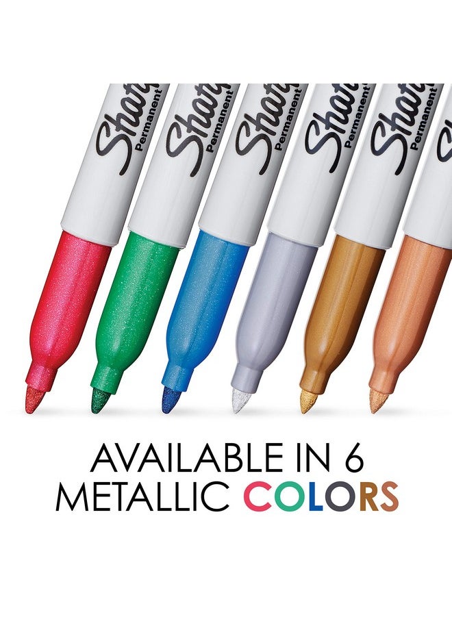 Sharpie Sharpie Metallics Permanent Markers, Fine Tip, Stocking Stuffers, Assorted Colors, 6 Pack  - Image 2