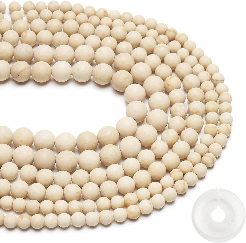 AUREHEN Natural Matte Fossil Jasper Beads, 8MM Round Frosted Unpolished Loose Gemstone Beads for Bracelet Necklace Jewelry Making, Energy Stone Healing Power with Stretch Beading Cord - Image 2