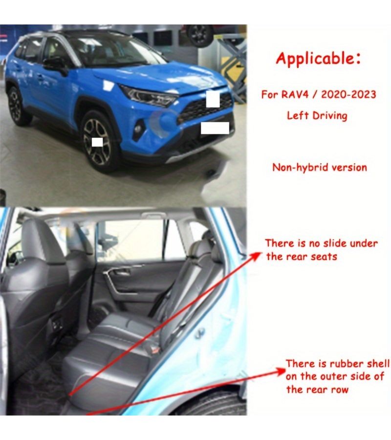 سجادات أرضية للسيارة من 5 مقاعد لتويوتا RAV4 2020 2021 2022 2023، قيادة يسرى، جلد PU، سجادات سيارة أوتوماتيكية، وسادة قدم، إكسسوارات داخلية للسيارة، سجادات صندوق الأمتعة، أسود. - Image 3
