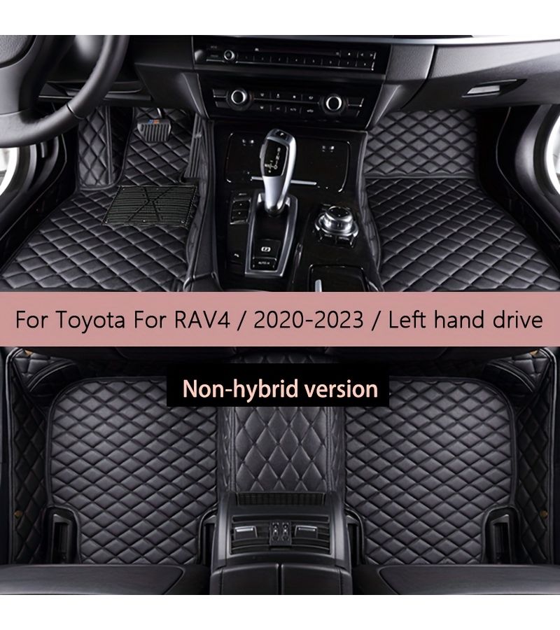 سجادات أرضية للسيارة من 5 مقاعد لتويوتا RAV4 2020 2021 2022 2023، قيادة يسرى، جلد PU، سجادات سيارة أوتوماتيكية، وسادة قدم، إكسسوارات داخلية للسيارة، سجادات صندوق الأمتعة، أسود. - Image 1