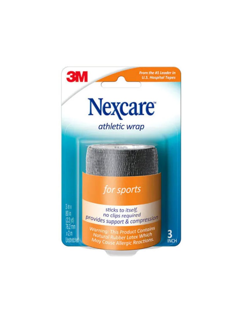 3M Athletic Wrap 3 Inches x 2m – Black Color – Pack Of 2