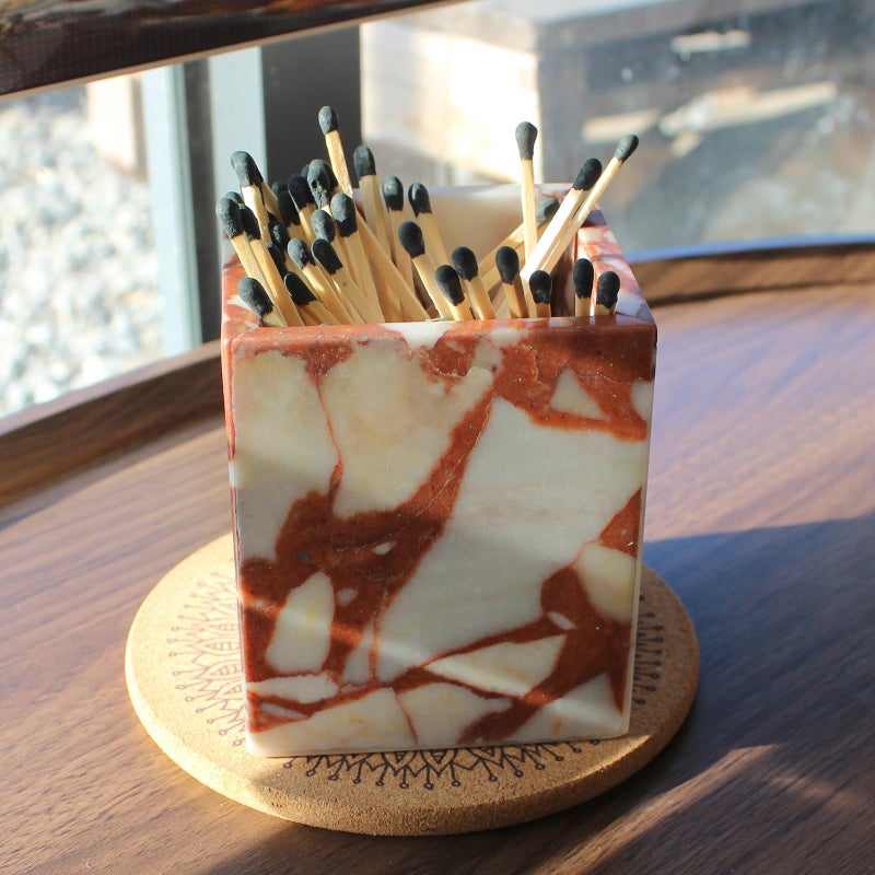 Nawgnail Natural Calacatta Viola Marble Toothbrush Holders for Bathroom, Marble Makeup Brush Holder Countertop Organizer - Image 1