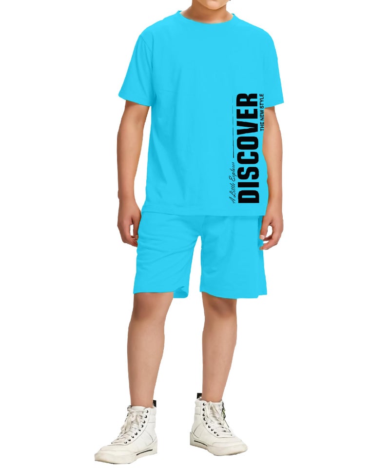 KYDA KIDS® Boys 100% Pure Combed Cotton Co-ord Clothing Set Premium Printed T-Shirt & Shorts | Relaxed Fit Summer Outfit for Kids - Image 1
