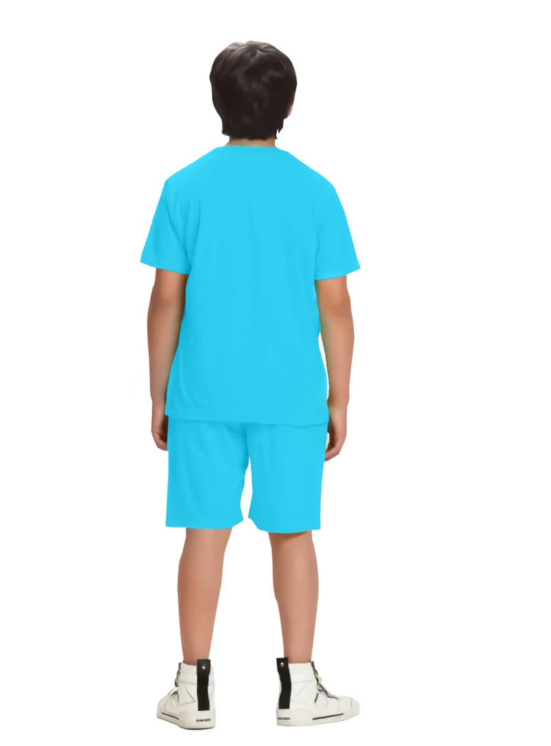 KYDA KIDS® Boys 100% Pure Combed Cotton Co-ord Clothing Set Premium Printed T-Shirt & Shorts | Relaxed Fit Summer Outfit for Kids - Image 2