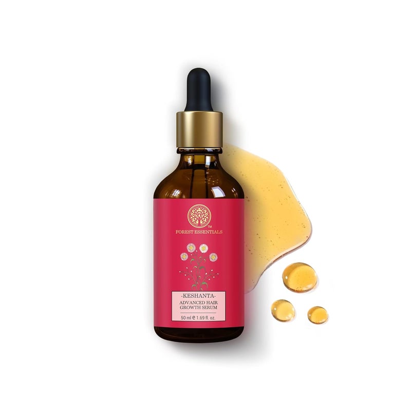 Forest Essentials سيروم كيشانتا المتقدم لنمو الشعر من فوريست إيسينشالز - سيروم أعشاب لتقليل تساقط الشعر - زيت طبيعي لنمو الشعر - سيروم لفروة الرأس بالأعشاب 50 مل - Image 1