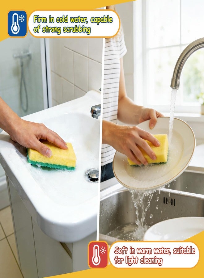 Orighty Dish Sponges, Dual-Sided Temperature-Responsive Kitchen Sponges, Non-Scratch Cleaning Sponge, Dish Scrubber, Scrub Sponge for Kitchen, Bathroom & Household, 6 Pack - Image 4