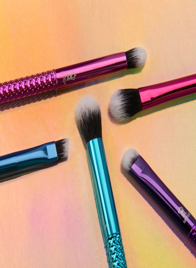 MODA Pro 5pc Deluxe Eye Makeup Brush Kit, Includes - Shader, Crease, Detail, Smudger, and Liner Brushes (Multi-Colored Metallic) - Image 4