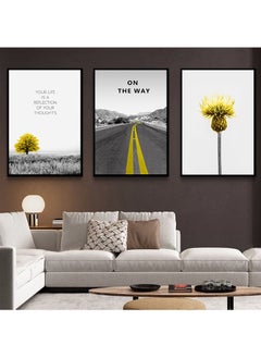 FASHION HOME 3PCS Wall Art Bright Style Minimalist Decor Modern Abstract Canvas Prints Poster Picture Framed Paintings Decorations  - Image 2