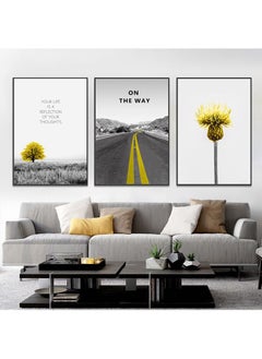 FASHION HOME 3PCS Wall Art Bright Style Minimalist Decor Modern Abstract Canvas Prints Poster Picture Framed Paintings Decorations  - Image 4