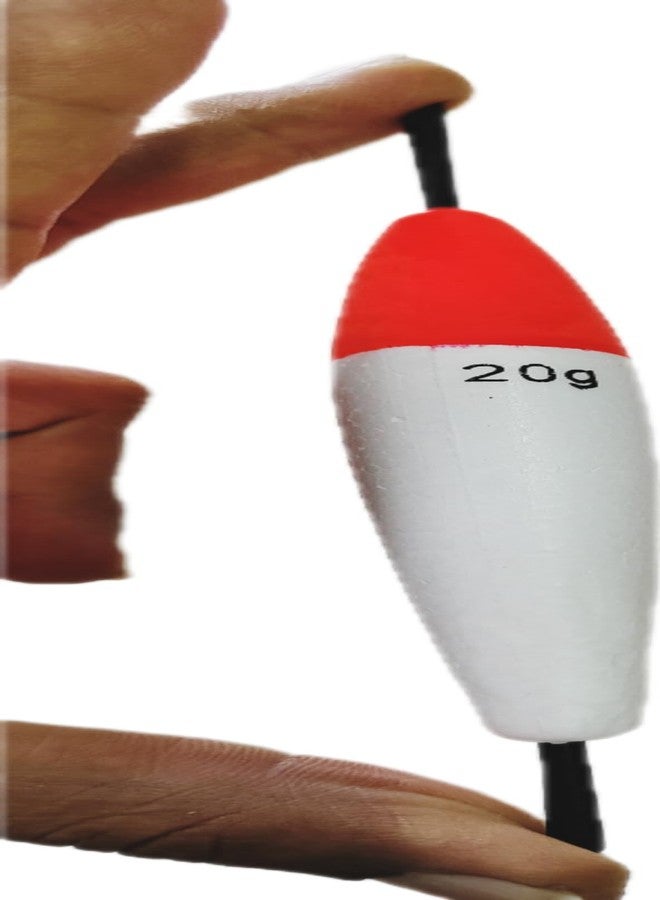 Hope Kart Cylindrical Fishing Float Floater Set Bobbers with Sticks Tackle Lure Floats Styrofoam, Red White, 20 Grams, 11 cm Long, Pack of 10 - Image 5