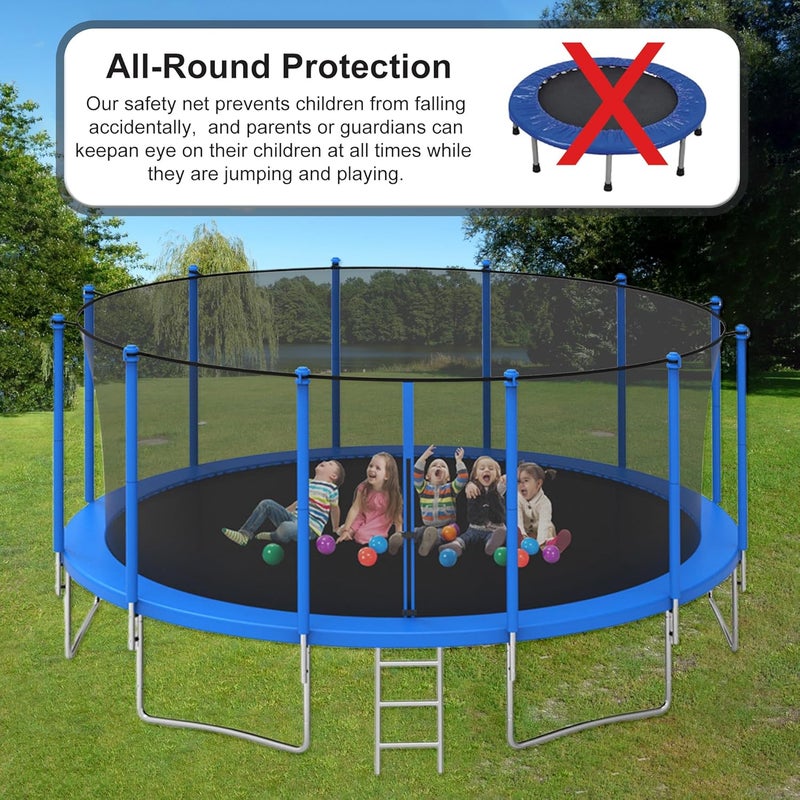 ECYITISY Trampoline Safety Net 6FT 8FT 10FT 12FT 14FT 15FT 16FT Round Trampoline Replacement Net for 6/8/12 Straight Poles UV-Resistant Kides Jumping Safety Enclosures Neting - Image 5