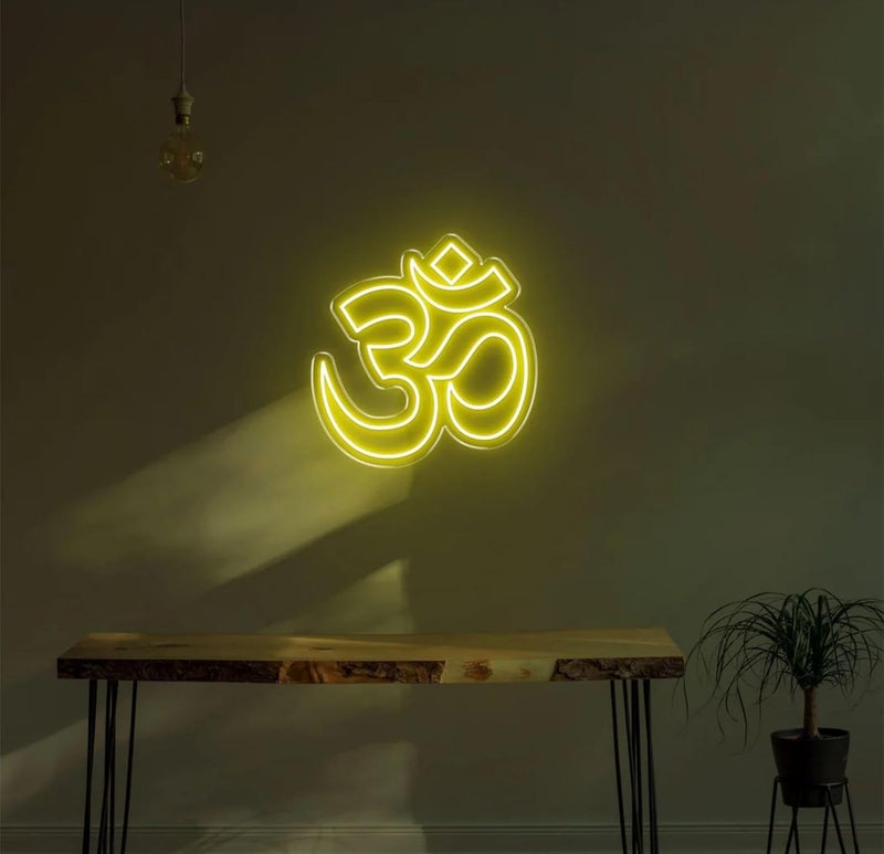 RGY Om Led Neon Light for Wall Office Pooja room Mandir Decoration Home Decore Diwali Gift 8Inch x 9Inch Yellow - Image 1