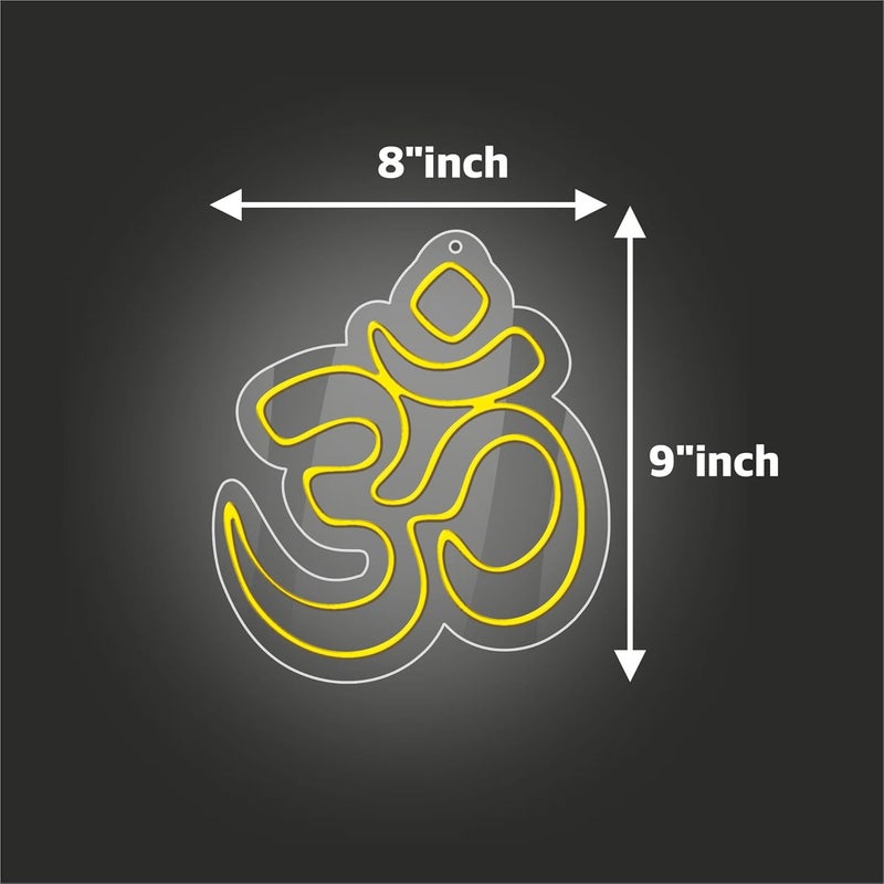 RGY Om Led Neon Light for Wall Office Pooja room Mandir Decoration Home Decore Diwali Gift 8Inch x 9Inch Yellow - Image 3