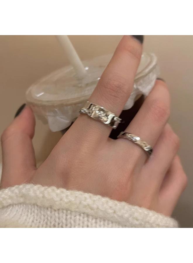 Trendy Suit Ring Female Retro Niche Personality Pearl Ring Ring Cold Style High Sense Hand Jewelry