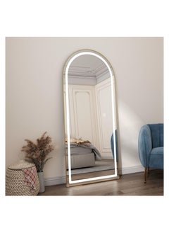 AWD Mirror Full Length, Standing Arched Mirror, Long HD Mirror with LED Lights, Framed Large Free Standing Full Body Mirror 180cm for Bedroom Dressing Home Decoration Gift.  - Image 1