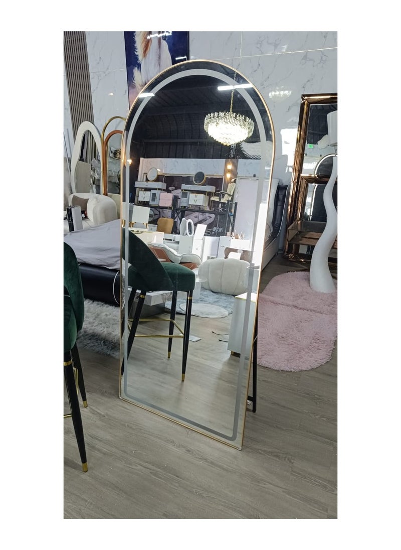 AWD - Mirror Full Length, Standing Arched Mirror, Long HD Mirror with LED Lights, Framed Large Free Standing Full Body Mirror 180cm for Bedroom Dressing Home Decoration Gift. - Image 1