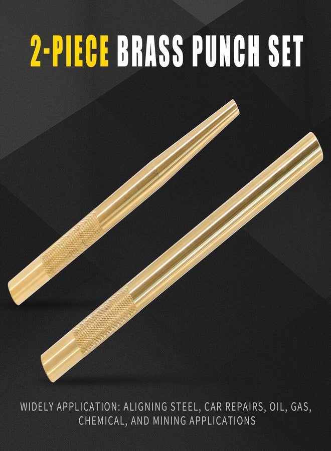 Tektall 2 Pcs Brass Drift Pin Punch Set Hand Tool Punches 3/8in to 5/8in, 3/4in Mechanic’s Non-Marring Chisel Punches - Image 2